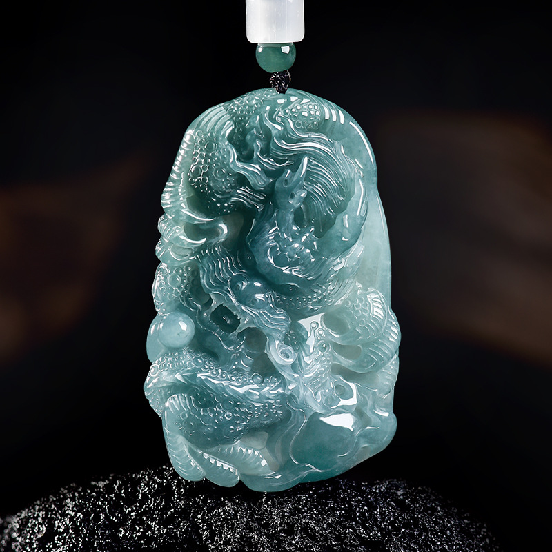 Jewelry & Watches Vitopoulos - Natural Burmese Jadeite Dragon Pendant Necklace