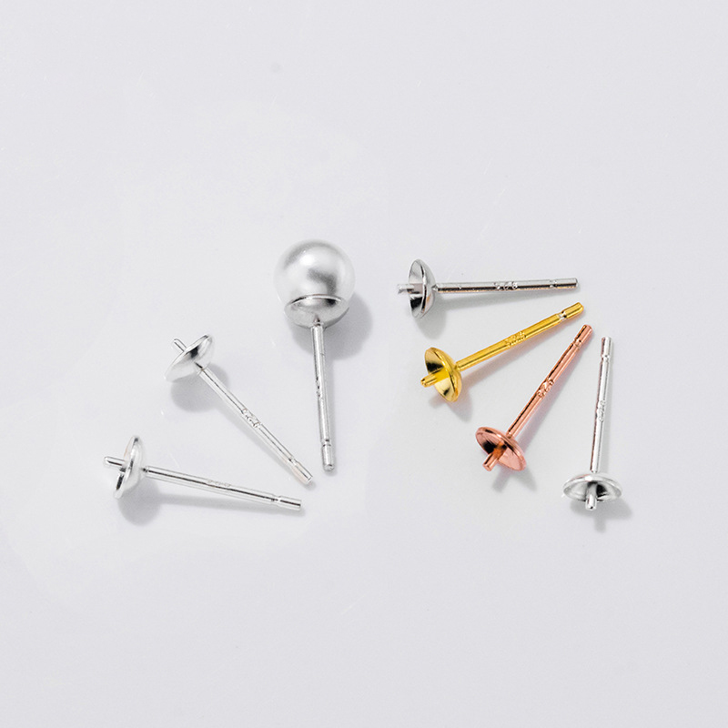 Pearl Stud Earrings - S925 Sterling Silver Earrings Base Setting