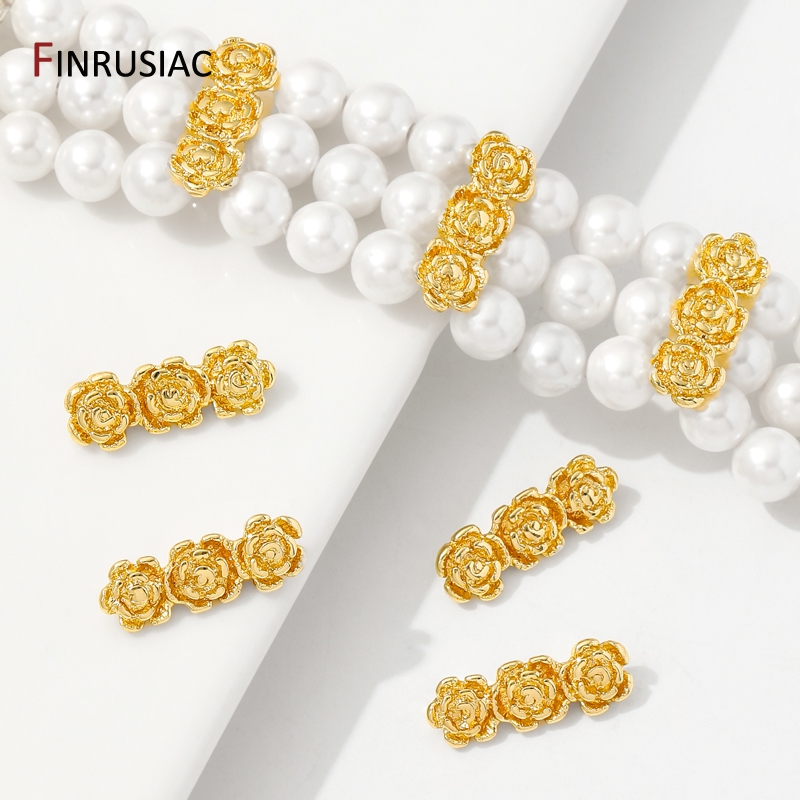 Rose Gold Bracelet - 18K Gold Plated Brass Rose Flower