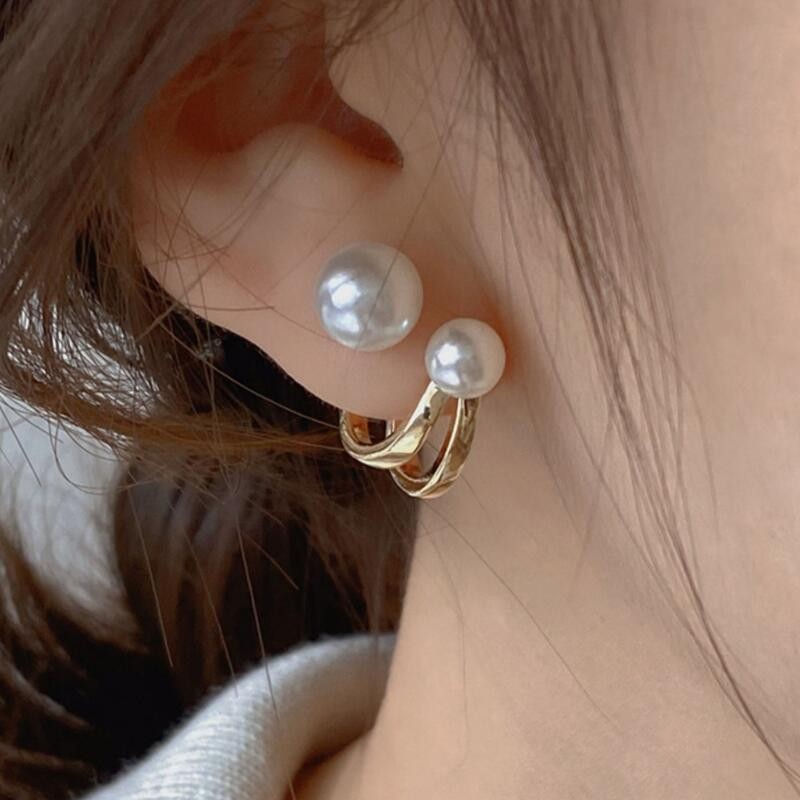 Pearl Stud Earrings - 925 Silver Needle Korean Fashion Pearl