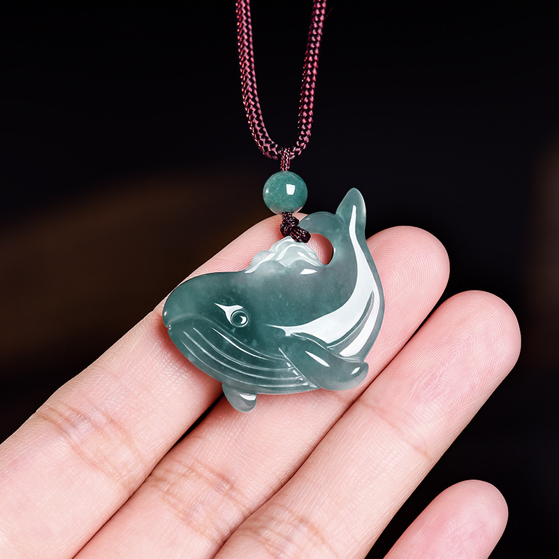 Jewelry & Watches Vitopoulos - Natural Burmese Jadeite Whale Pendant Necklace