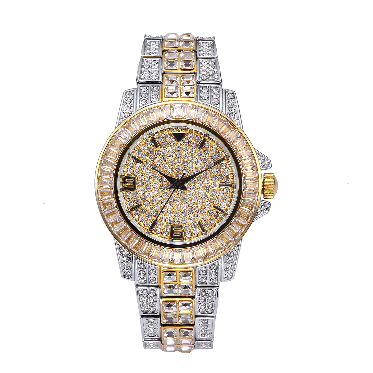 Luxury Full Stone Quartz Watch - огляд і ціна Jewelry Watches Men