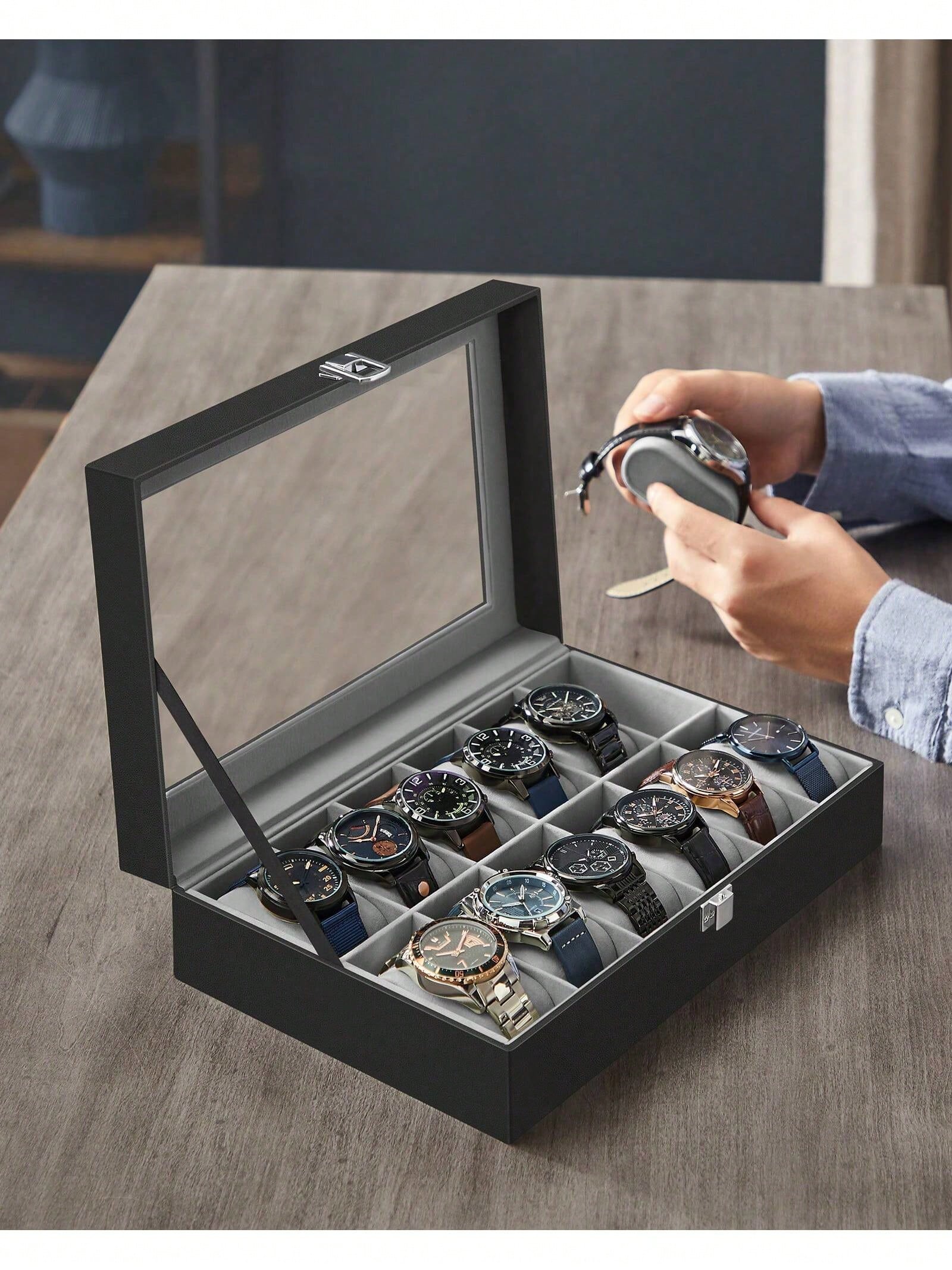 12-Slot Lockable Watch Box wit - огляд і ціна Jewelry Watches Box