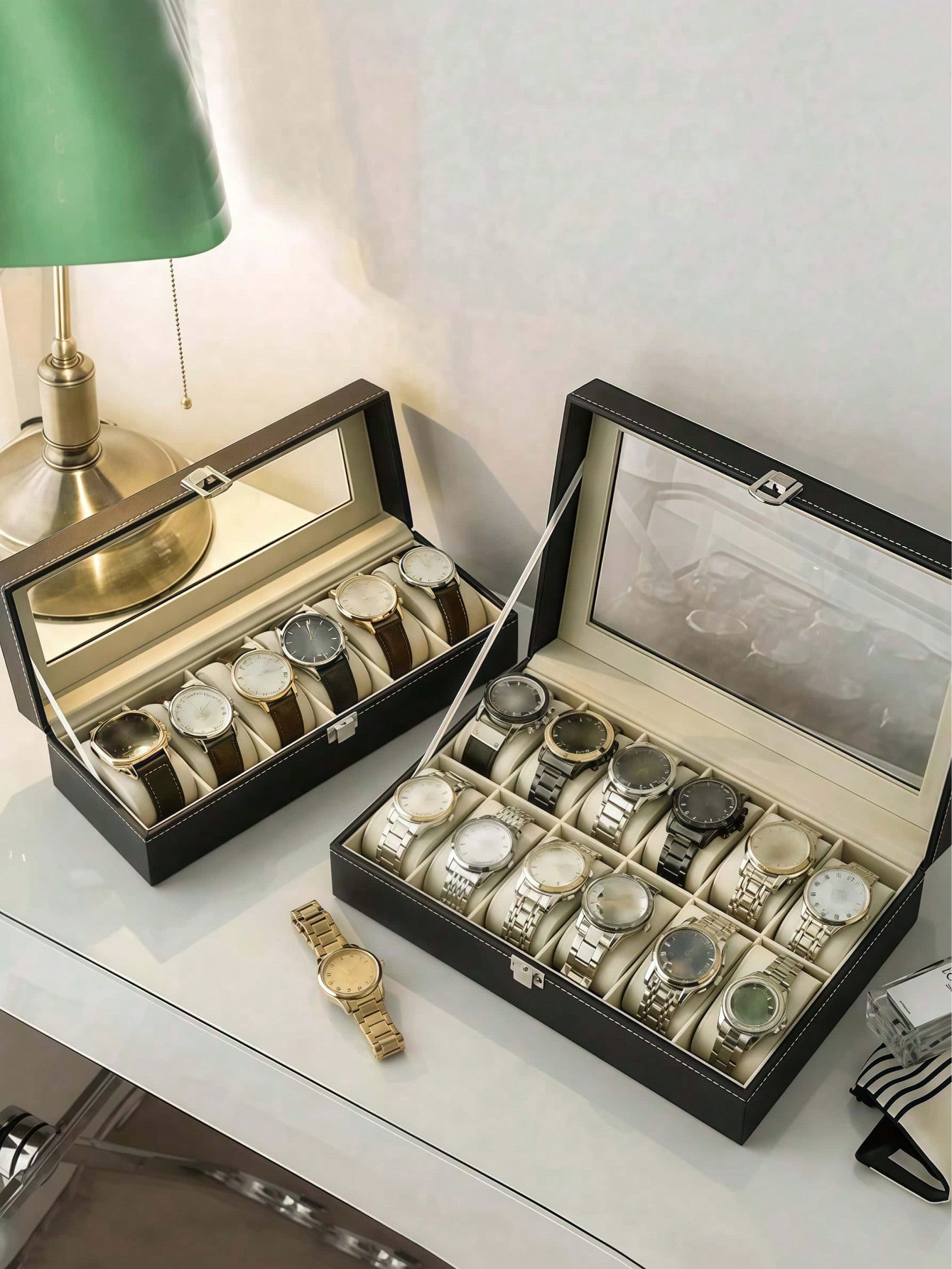 Leather Watch Box with Lock, L - огляд і ціна Jewelry Watches Box
