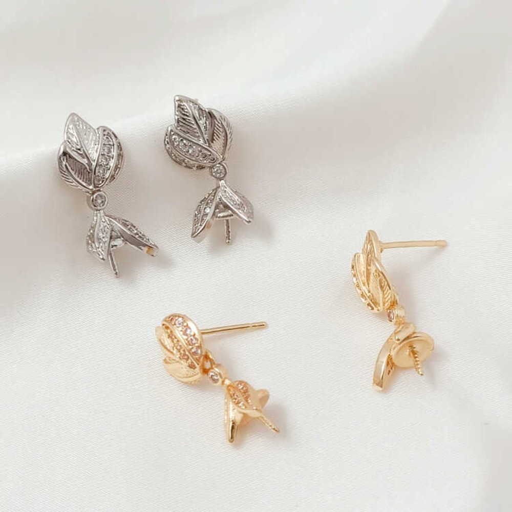 14K Micro-zirconium Baroque Br - огляд і ціна Pearl Stud Earrings