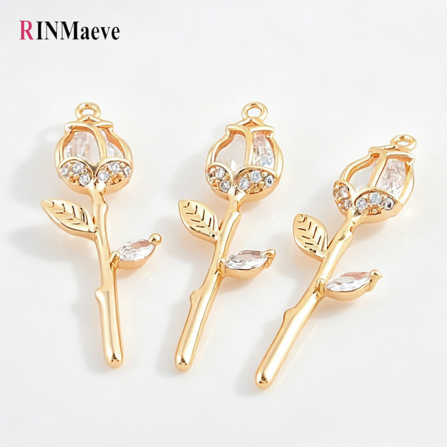4PCS 9.5*29MM Rose Flower 18K  - огляд і ціна Rose Gold Bracelet