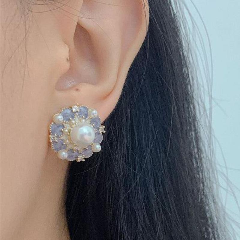 925 Silver Needle Vintage Purp - огляд і ціна Pearl Stud Earrings